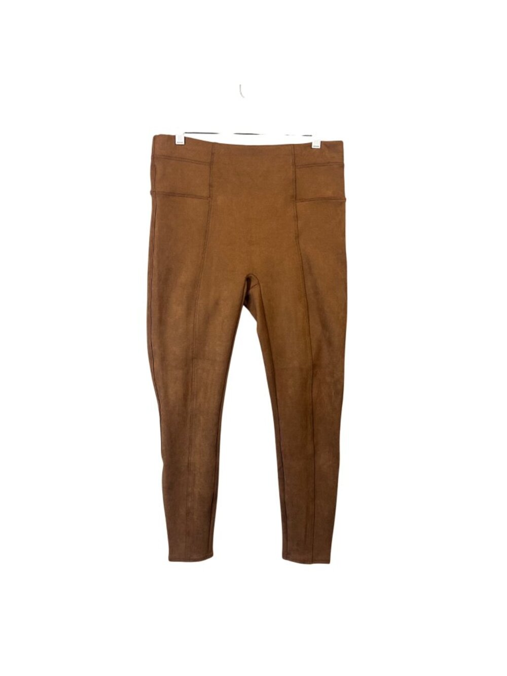 Spanx Faux Suede Brown Leggings High-Waisted Pull On Stretch Waistband Size XL